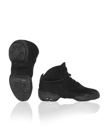 Dance sneaker, micro fiber nubuck leather, split sole, high top Black
